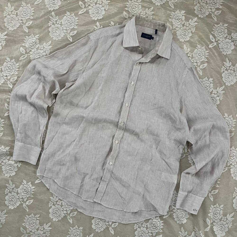 Paul & Shark Striped Linen Button-Up Shirt Size 42 / Large